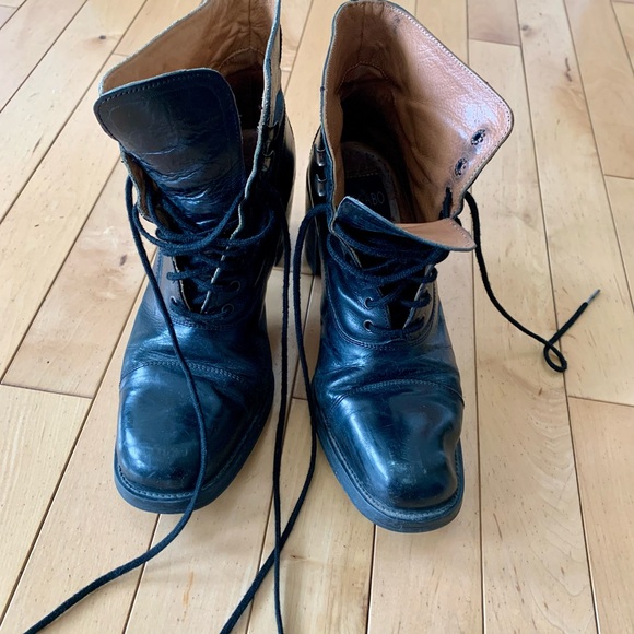 Women's Black Leather Ankle Boots - Picture 2 of 6